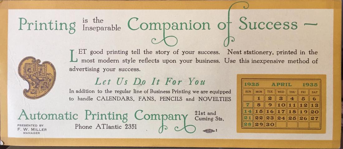 Automatic Printing Co. Omaha 1935